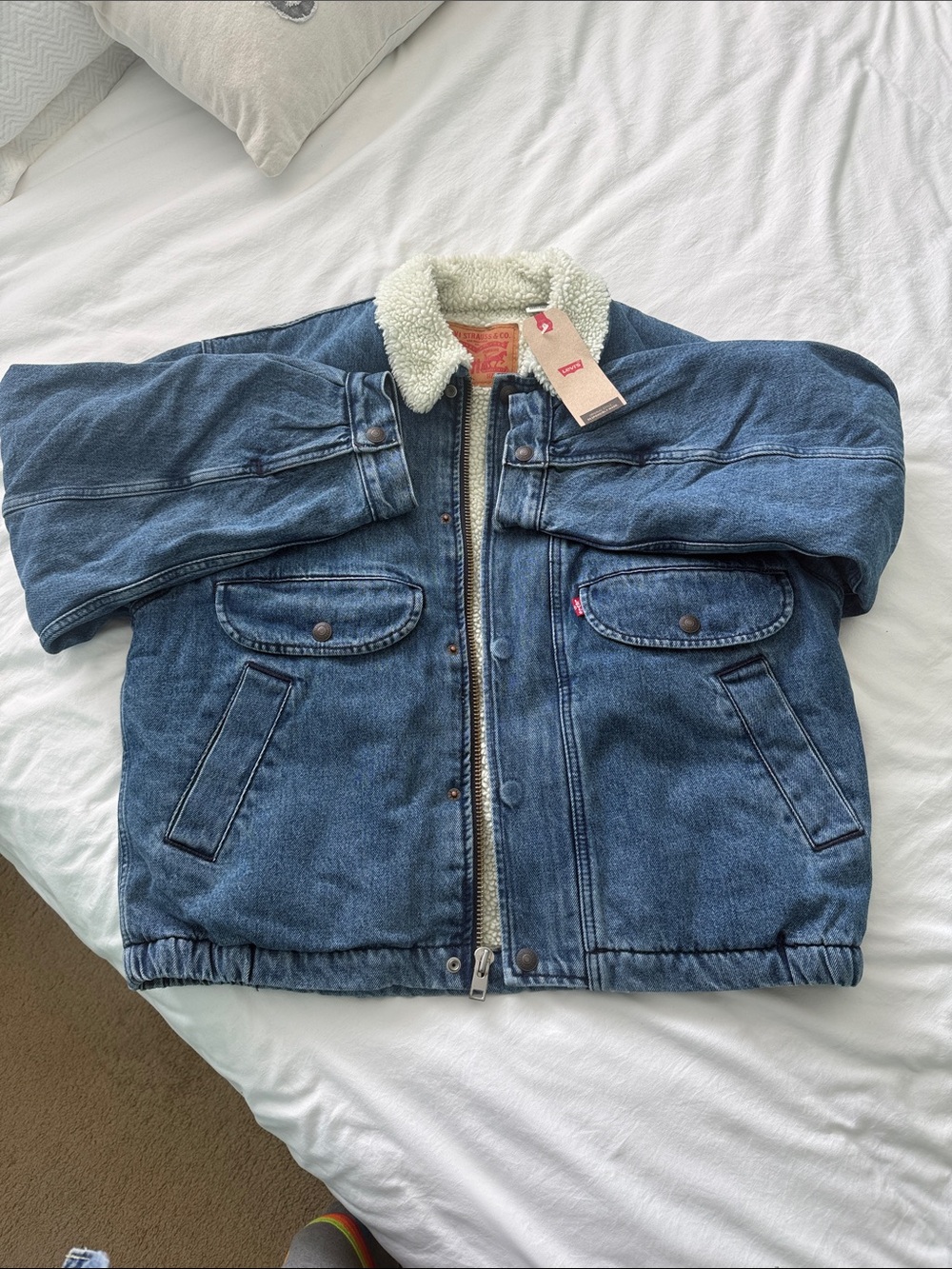 Levi's Blue Denim Jacket with Sherpa Collar